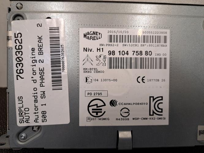 Image Autoradio d'origine - PEUGEOT 508 1 SW