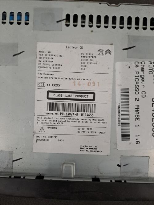 Image Chargeur CD - CITROEN C4 PICASSO 2