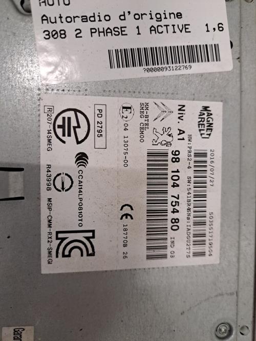 Image Autoradio d'origine - PEUGEOT 308 2