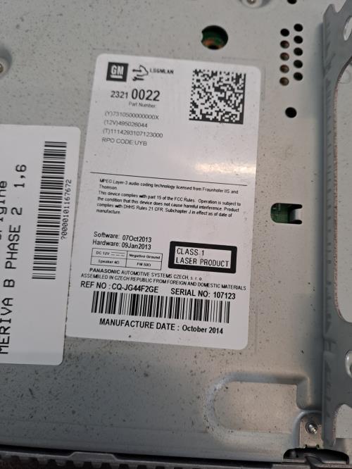 Image Autoradio d'origine - OPEL MERIVA B