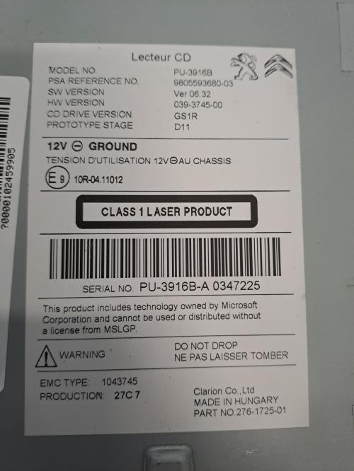 Image Chargeur CD - PEUGEOT 308 2 SW