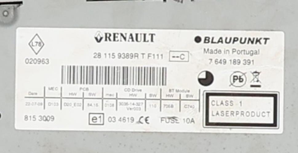 Image Autoradio d'origine - RENAULT MEGANE 3