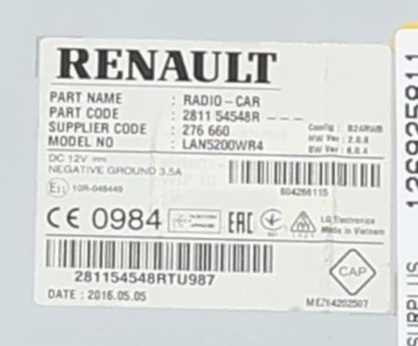 Image Autoradio d'origine - RENAULT CAPTUR 1