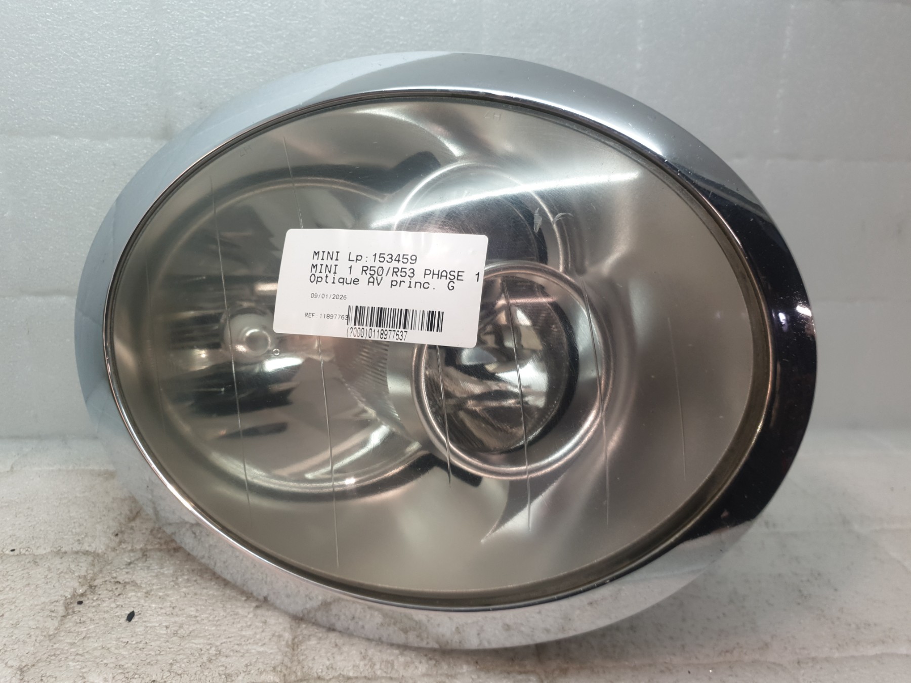 Optique avant principal gauche (feux)(phare) mini mini 1 r50/r53 phase 1