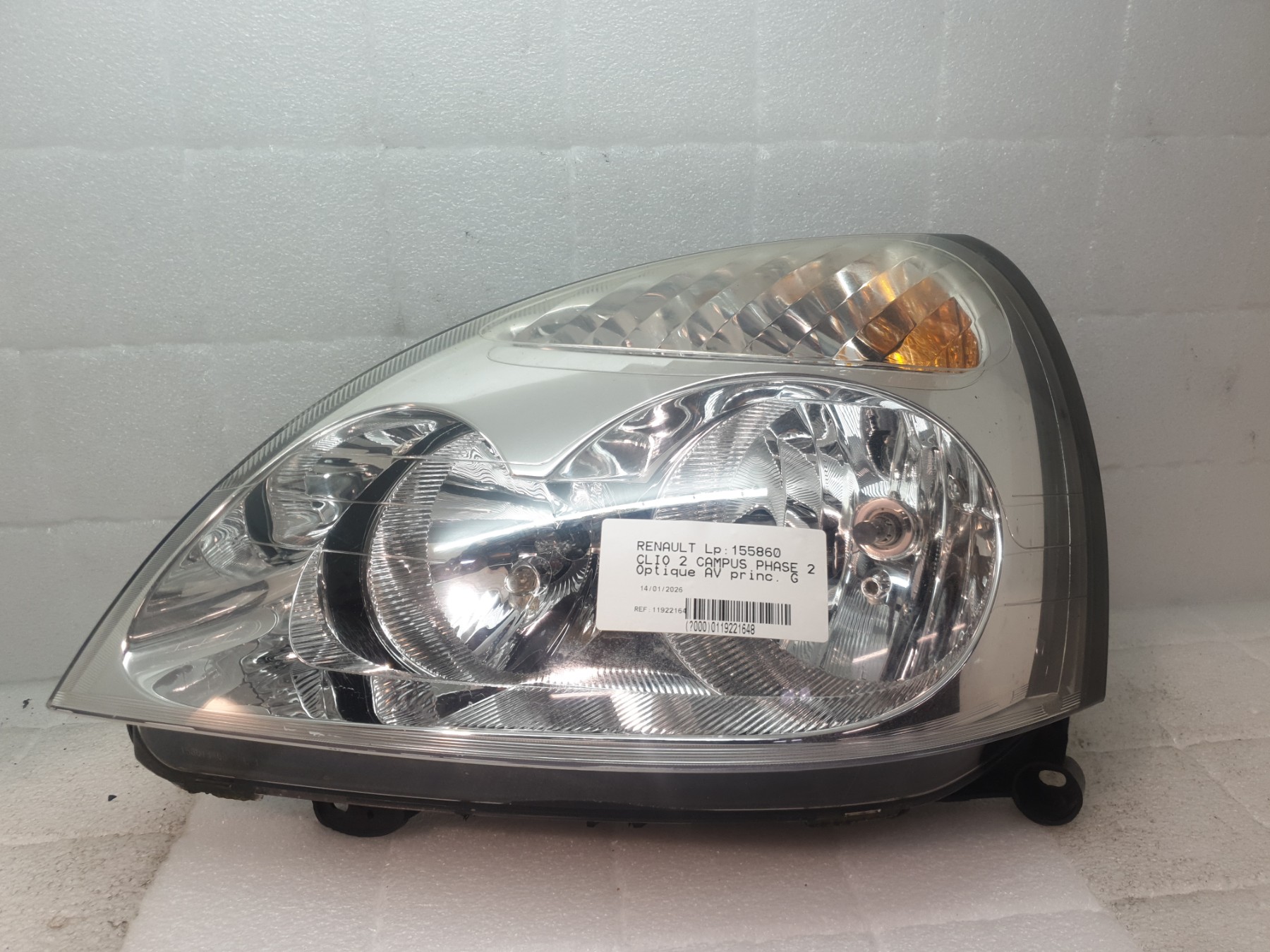 Optique avant principal gauche (feux)(phare) renault clio 2 campus phase 2