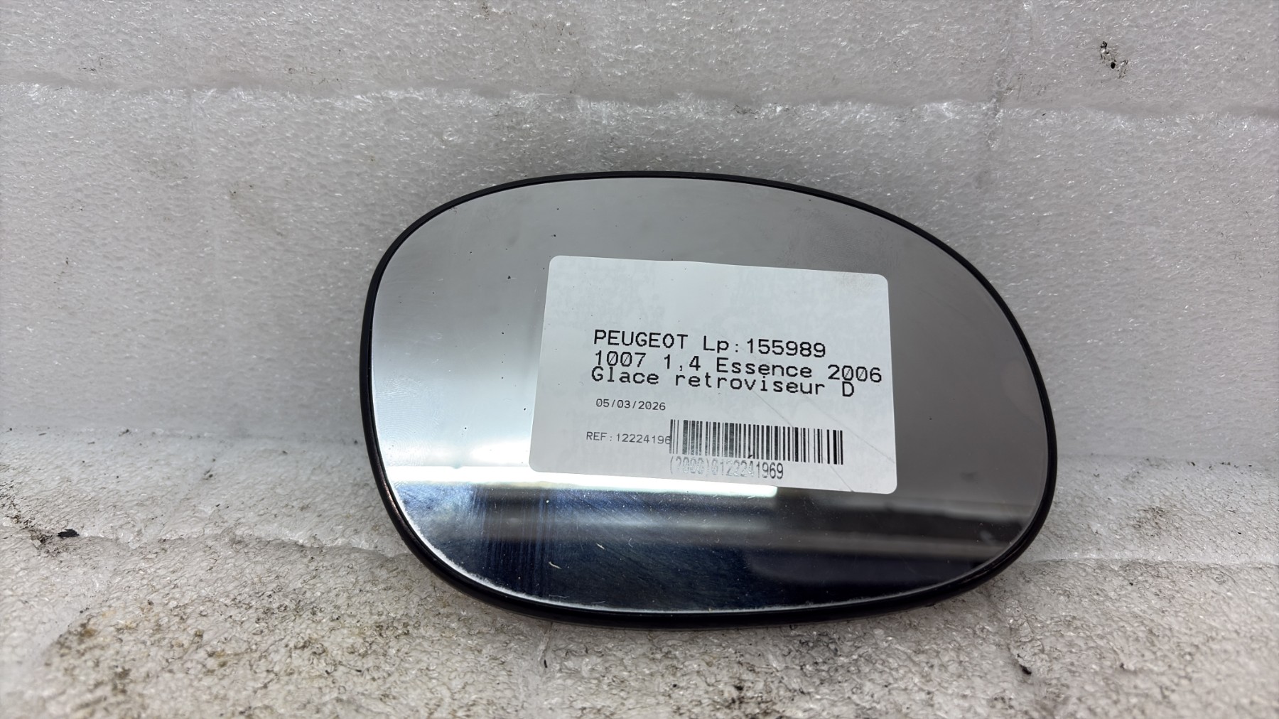 Glace retroviseur droit peugeot 1007