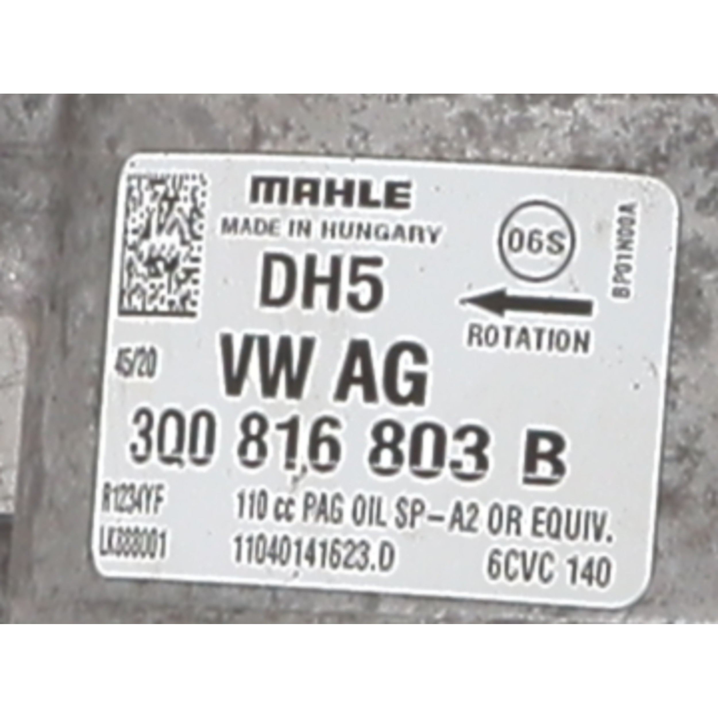 Compresseur clim pour VOLKSWAGEN GOLF 8 PHASE 1 Compresseur clim pour VOLKSWAGEN GOLF 8 PHASE 1