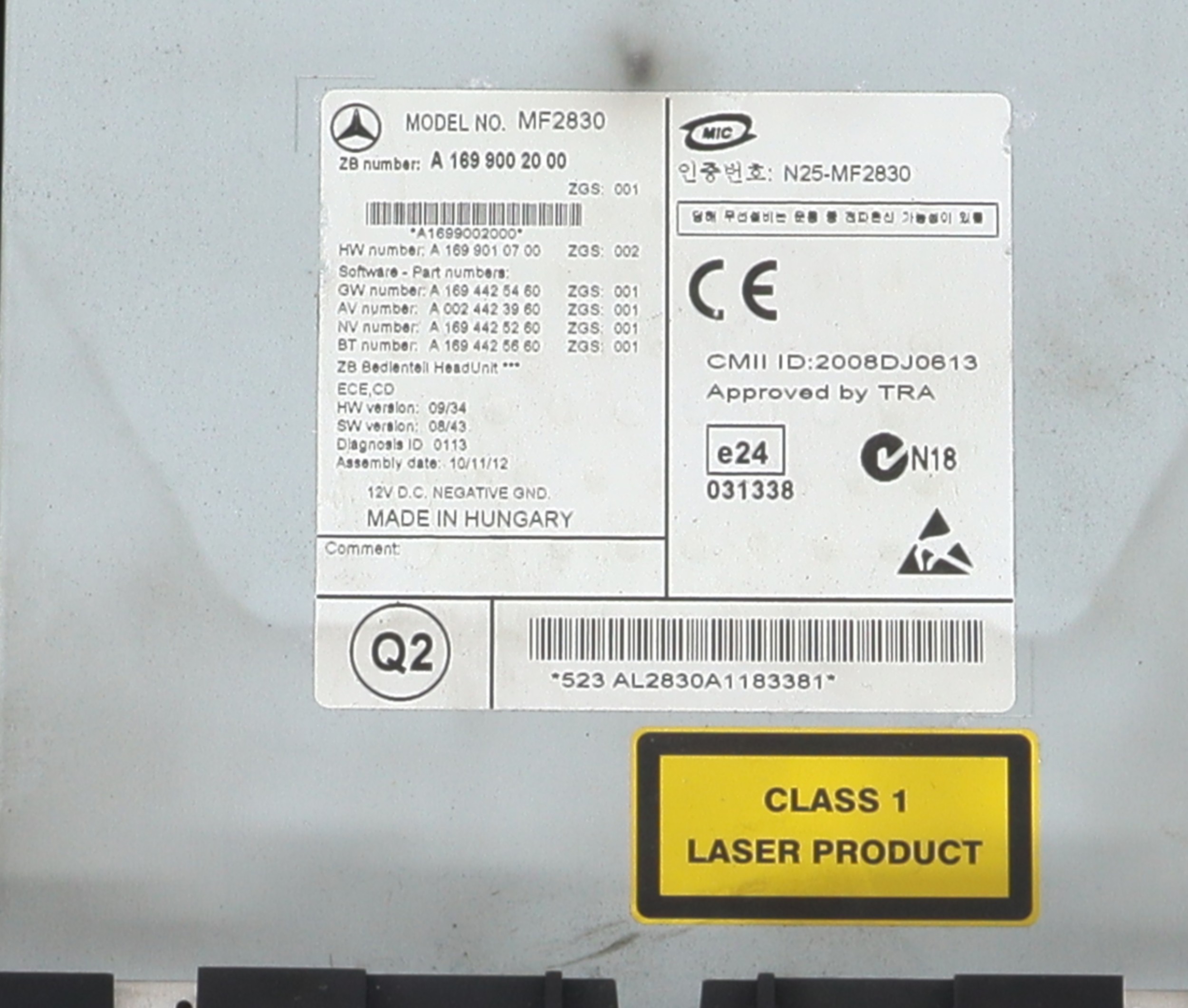 Autoradio d'origine pour MERCEDES CLASSE B 245 PHASE 2 Autoradio d'origine pour MERCEDES CLASSE B 245 PHASE 2