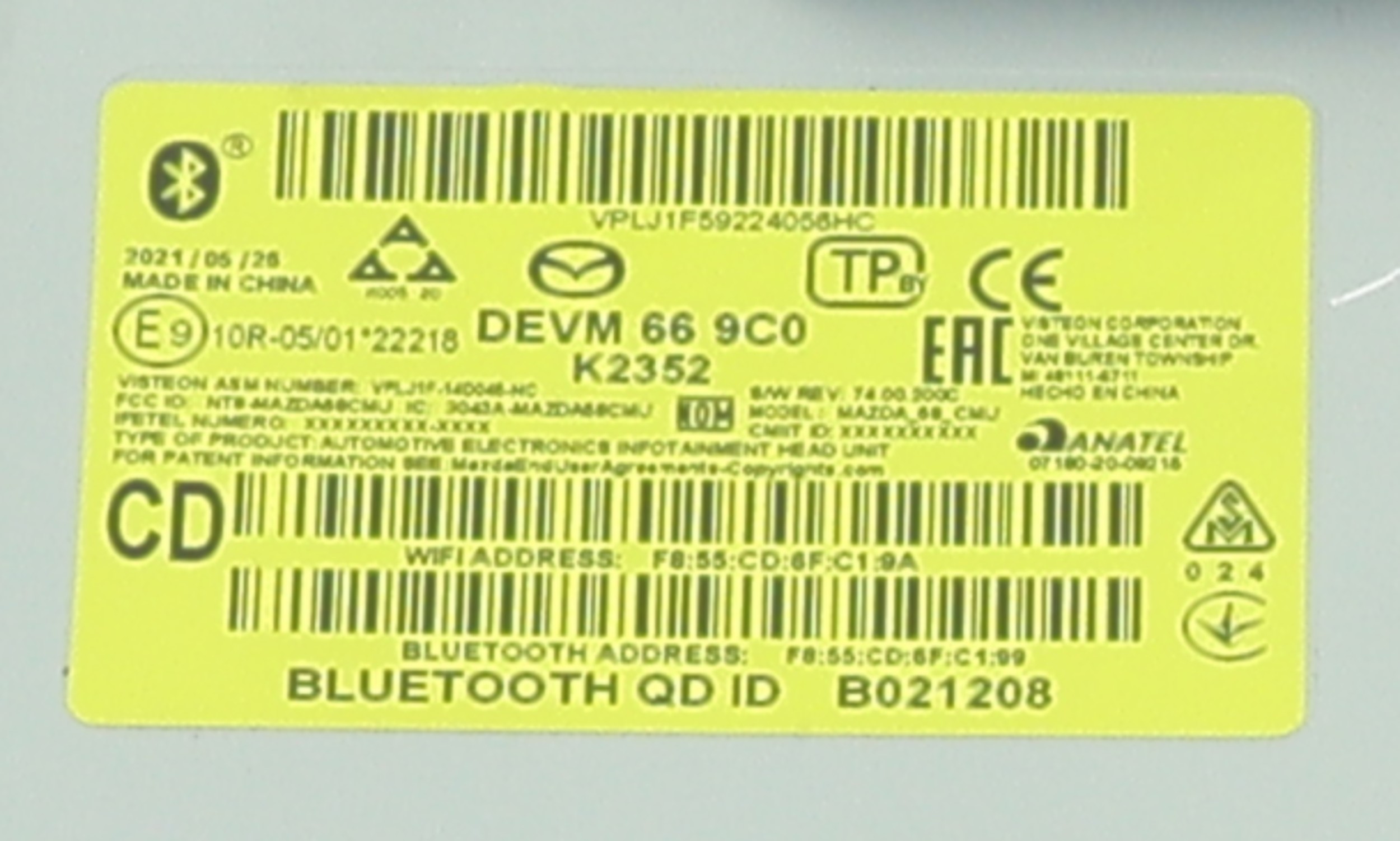 Ecran GPS pour MAZDA CX3 PHASE 2 Ecran GPS pour MAZDA CX3 PHASE 2