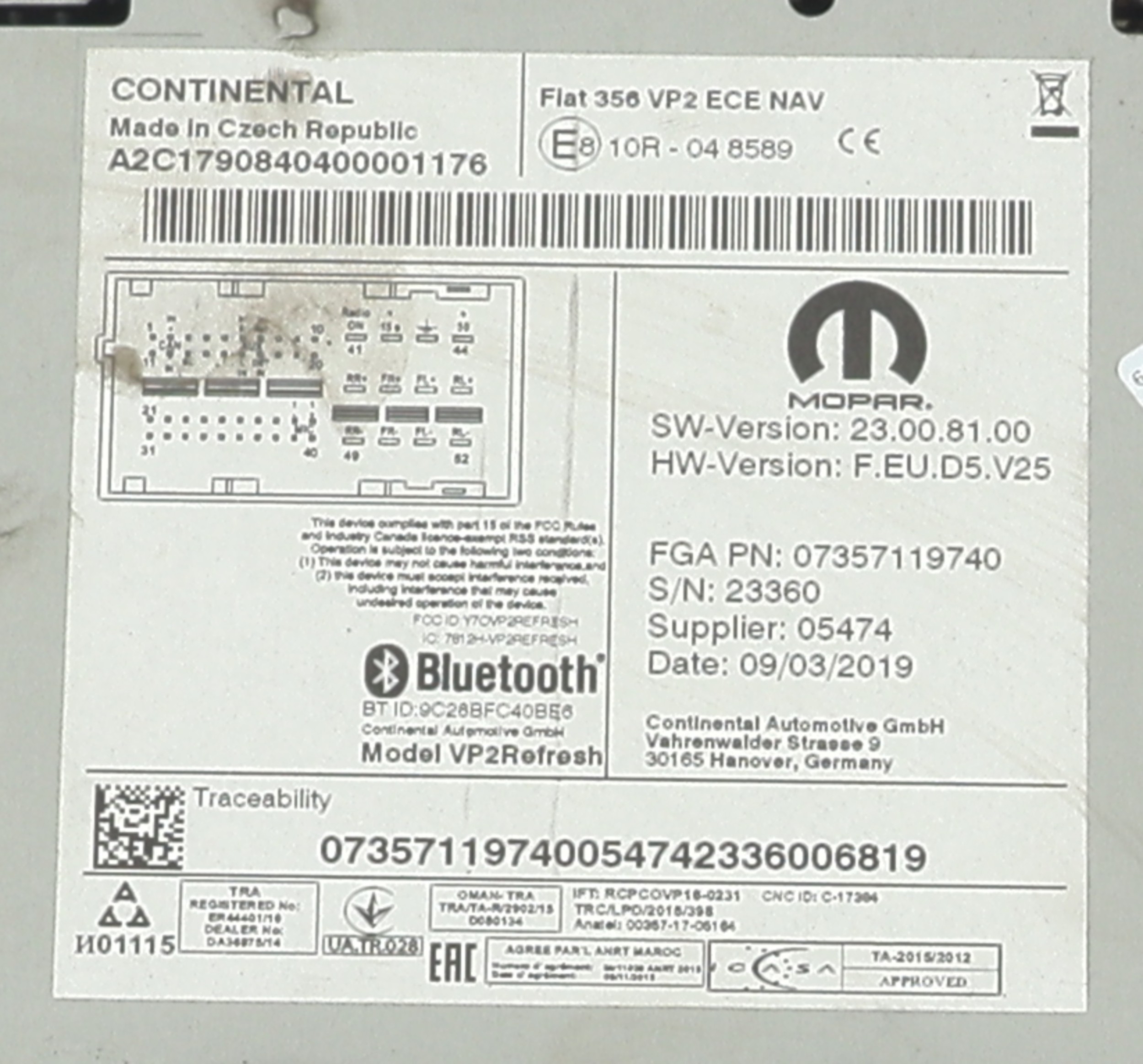 Autoradio d'origine pour FIAT TIPO 2 PHASE 1 Autoradio d'origine pour FIAT TIPO 2 PHASE 1