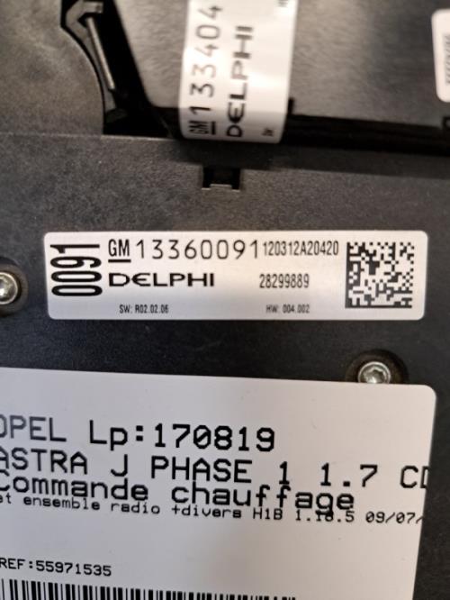Image Commande chauffage - OPEL ASTRA J