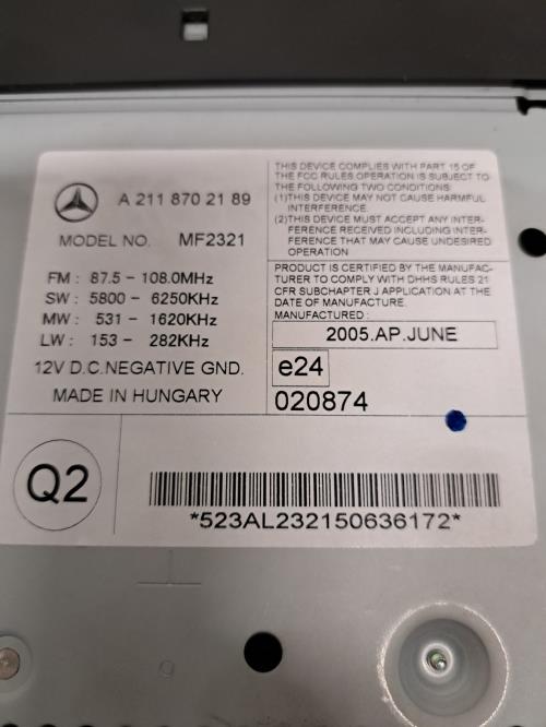 Image Autoradio - MERCEDES CLASSE E 211