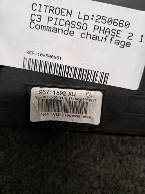 Image Commande chauffage - CITROEN C3 PICASSO