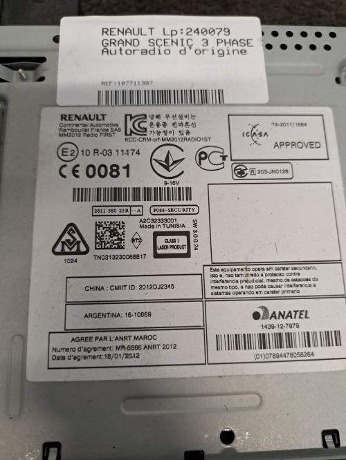Image Autoradio d'origine - RENAULT GRAND SCENIC 3