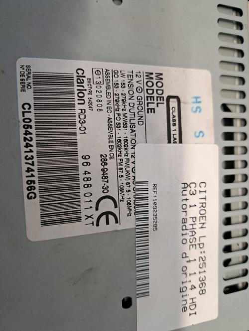 Image Autoradio d'origine - CITROEN C3 1