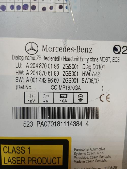 Image Autoradio d'origine - MERCEDES CLASSE C 204