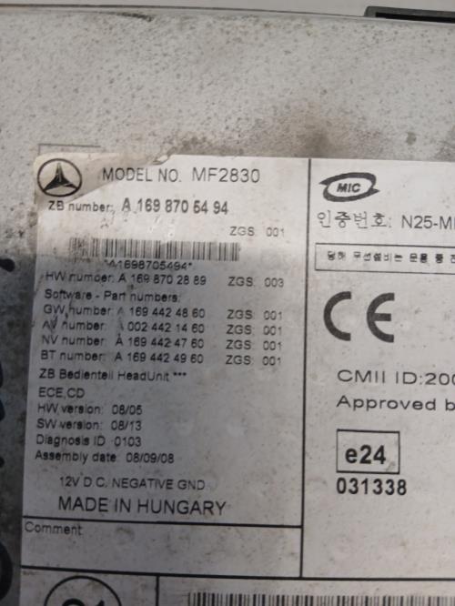 Image Autoradio d'origine - MERCEDES CLASSE A 169
